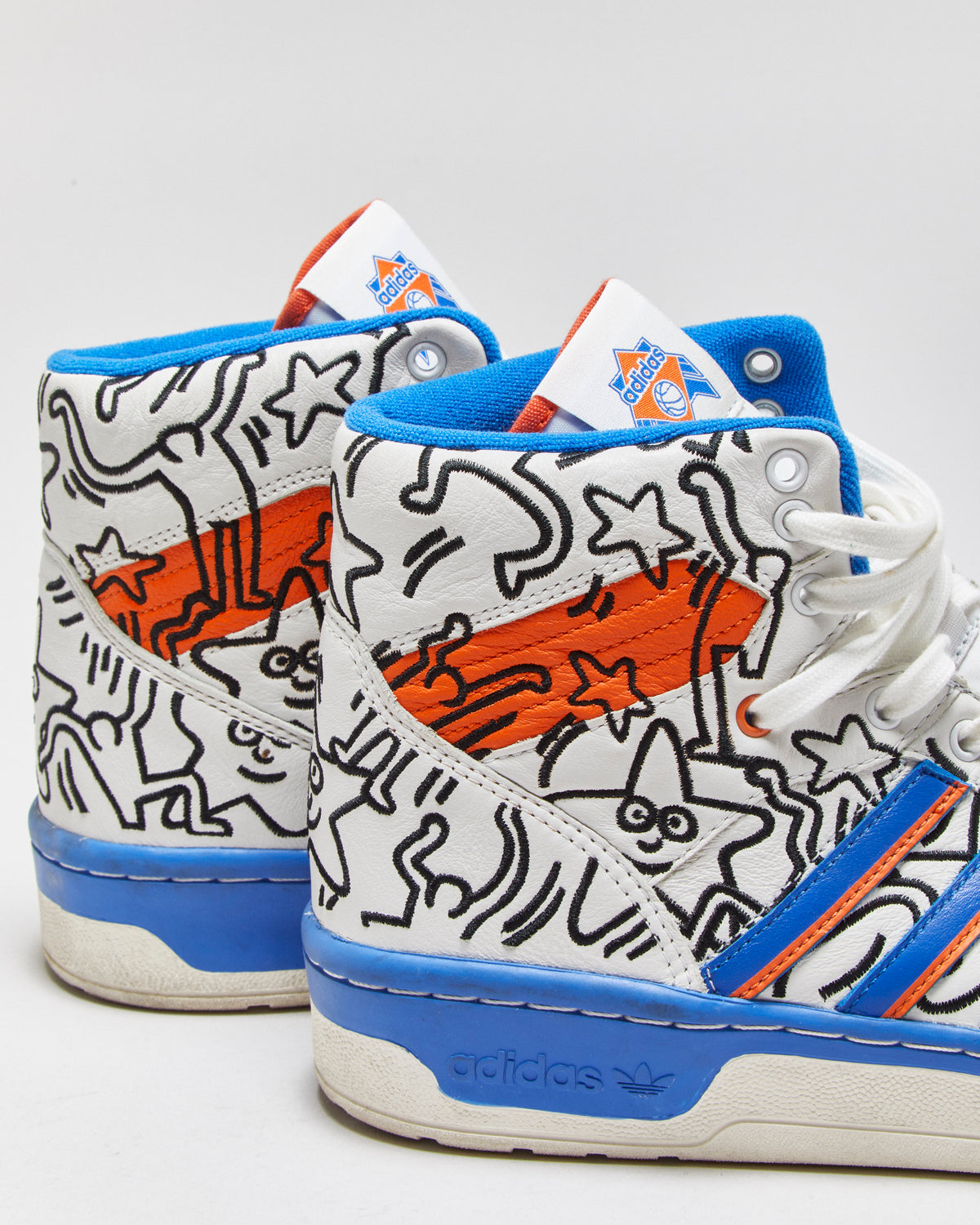 Adidas Rivalry x Keith Karing Embroidered 'Pop Art' Hi-Top Trainers - UK10.5