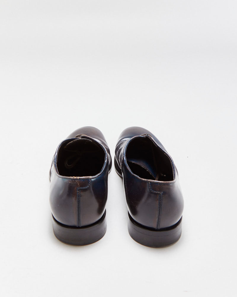 Vintage Salvatore Ferragamo Midnight Brown Leather Oxford Saddle Shoes - UK7