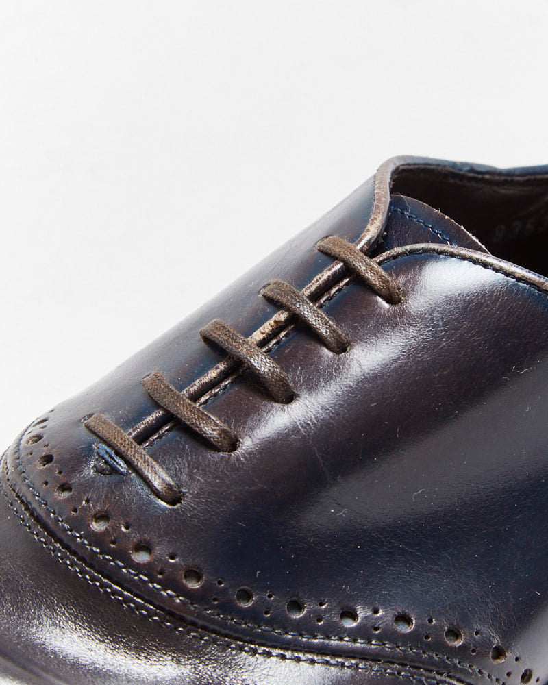 Vintage Salvatore Ferragamo Midnight Brown Leather Oxford Saddle Shoes - UK7