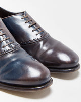 Vintage Salvatore Ferragamo Midnight Brown Leather Oxford Saddle Shoes - UK7