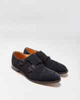 Church's Custom Grade Black Suede Detroit Made In England Double Monk Strap Brogues - UK8.5