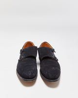 Church's Custom Grade Black Suede Detroit Made In England Double Monk Strap Brogues - UK8.5