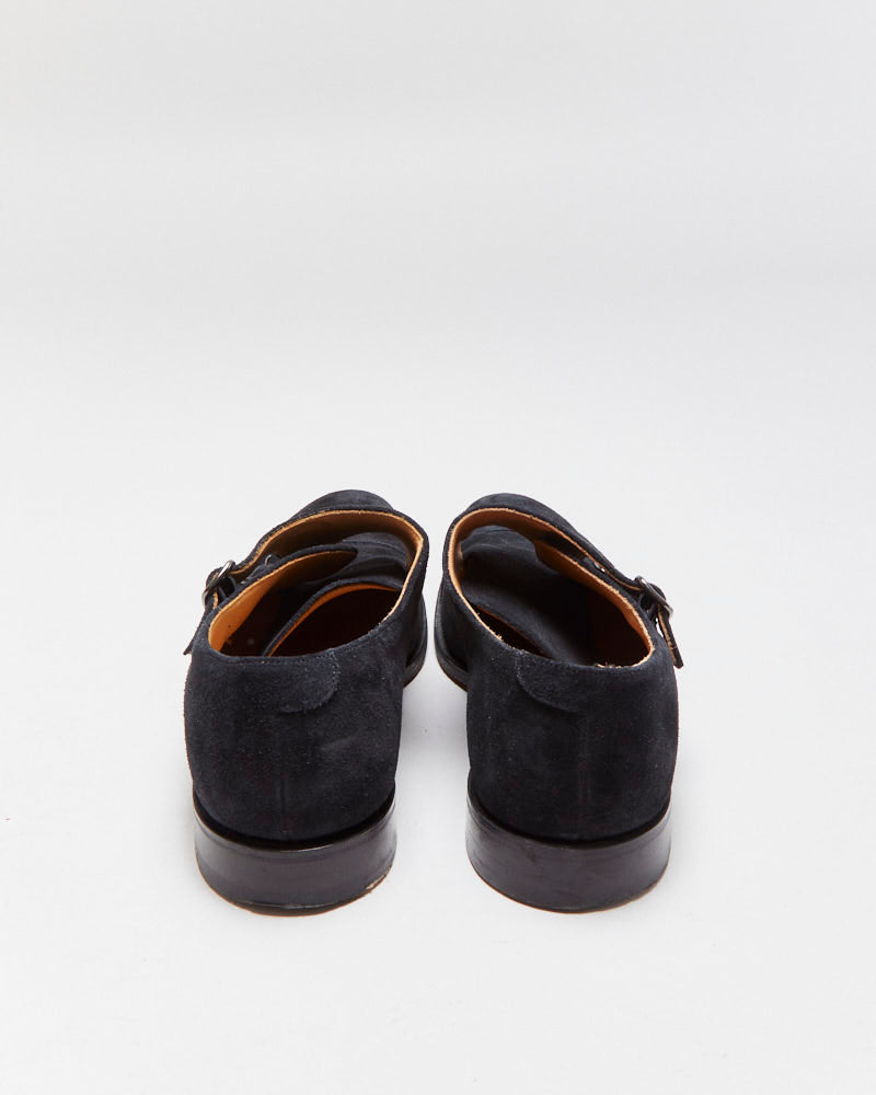 Church's Custom Grade Black Suede Detroit Made In England Double Monk Strap Brogues - UK8.5