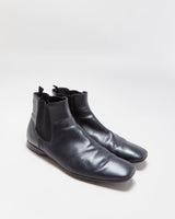 Vintage Y2K 00s Prada Black Leather Square Toe Chelsea Boots - UK9.5
