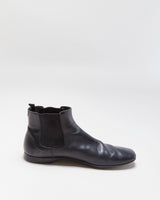 Vintage Y2K 00s Prada Black Leather Square Toe Chelsea Boots - UK9.5