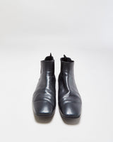 Vintage Y2K 00s Prada Black Leather Square Toe Chelsea Boots - UK9.5