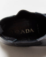 Vintage Y2K 00s Prada Black Leather Square Toe Chelsea Boots - UK9.5