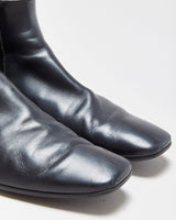 Vintage Y2K 00s Prada Black Leather Square Toe Chelsea Boots - UK9.5