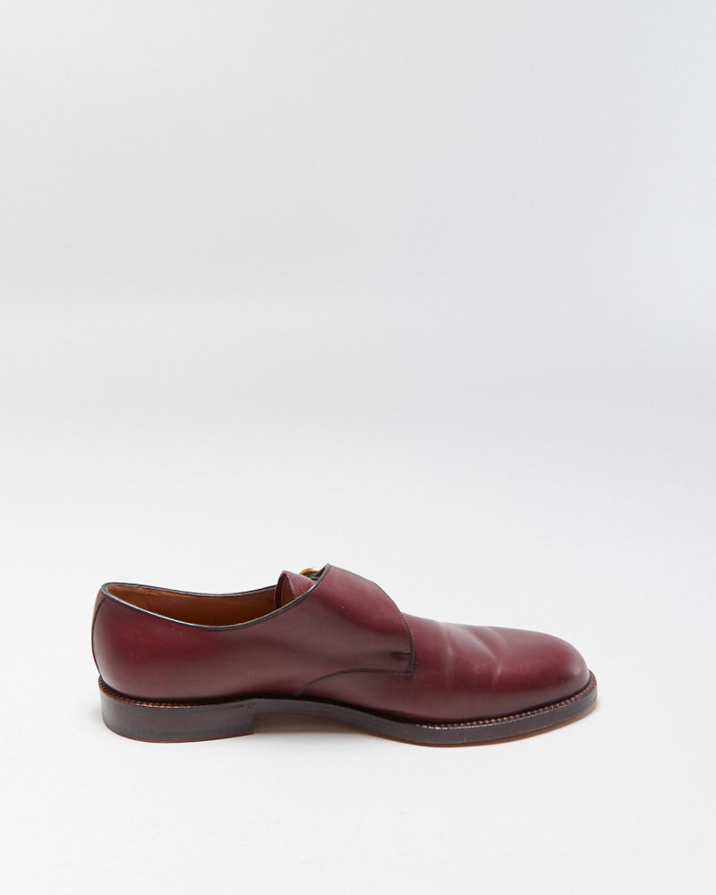 Vintage 1990s Bally Scribe Mahogany Red Leather Single Monk Strap Shoes - UK10