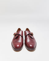 Vintage 1990s Bally Scribe Mahogany Red Leather Single Monk Strap Shoes - UK10