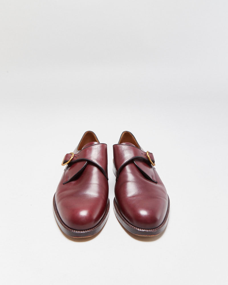 Vintage 1990s Bally Scribe Mahogany Red Leather Single Monk Strap Shoes - UK10