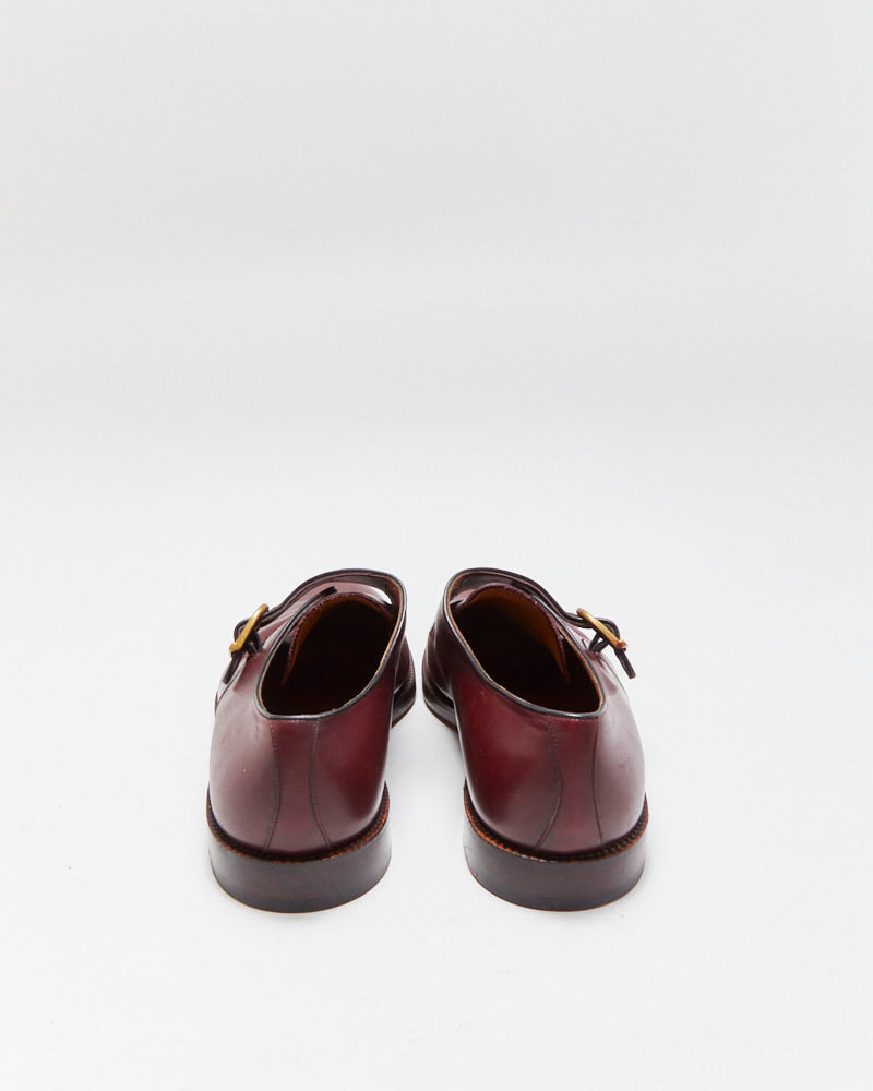 Vintage 1990s Bally Scribe Mahogany Red Leather Single Monk Strap Shoes - UK10