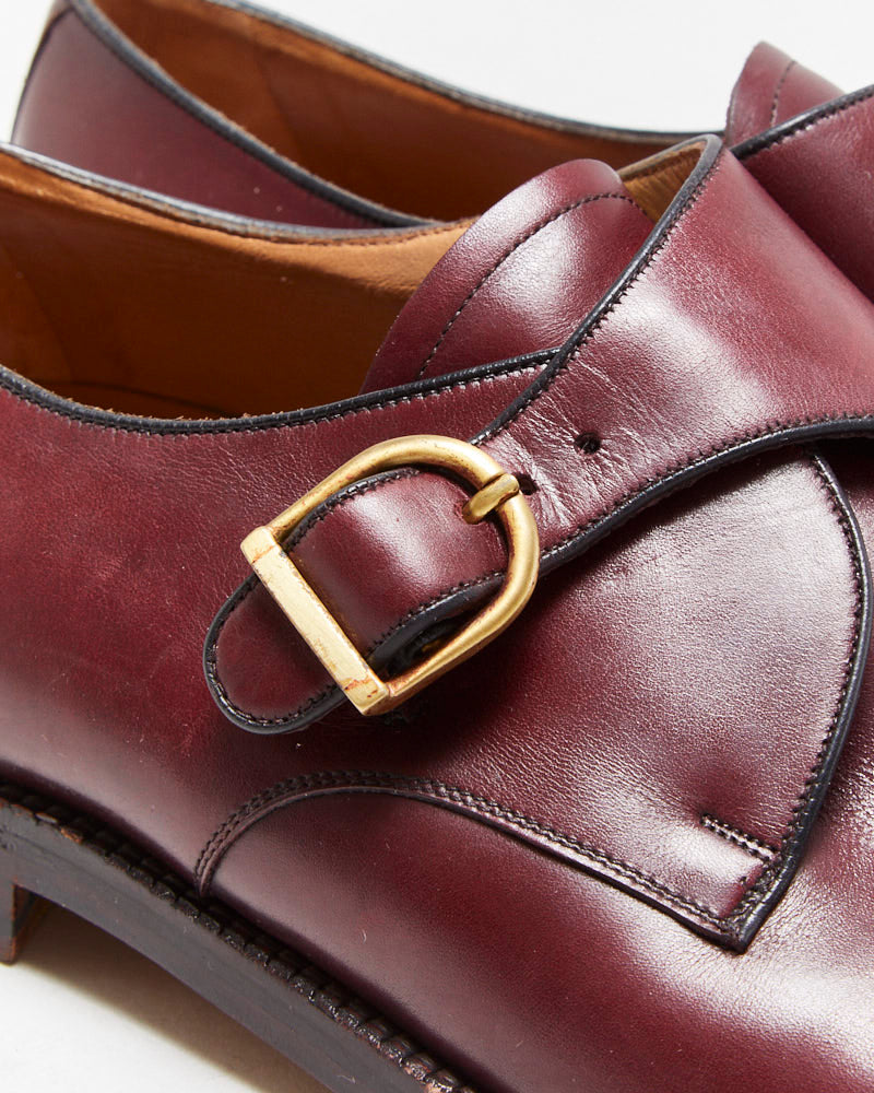 Vintage 1990s Bally Scribe Mahogany Red Leather Single Monk Strap Shoes - UK10