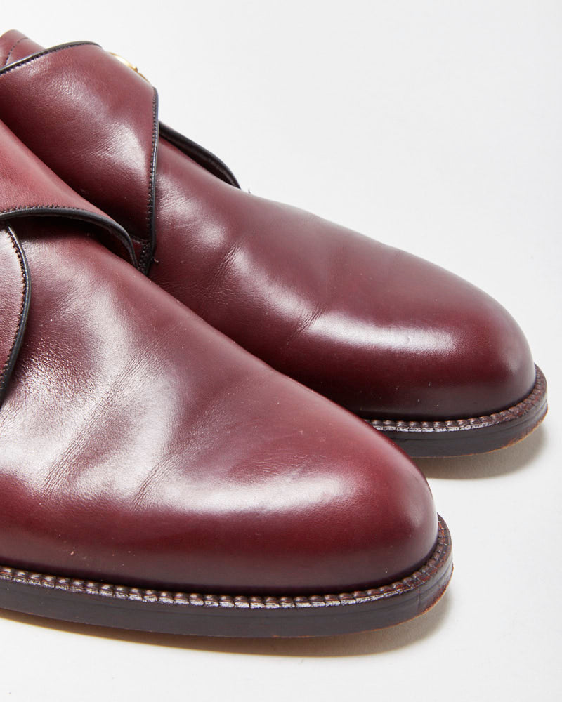 Vintage 1990s Bally Scribe Mahogany Red Leather Single Monk Strap Shoes - UK10