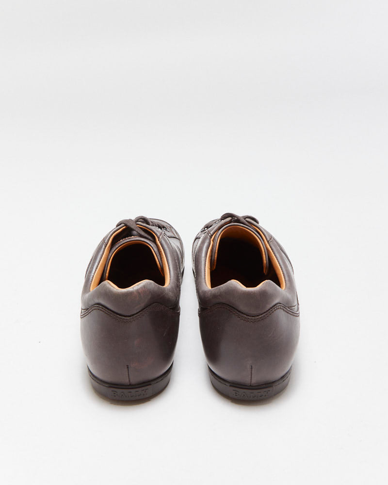 Bally Brown Leather Smart Low Top Trainers - UK8