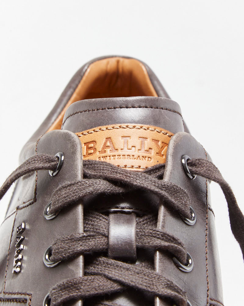 Bally Brown Leather Smart Low Top Trainers - UK8