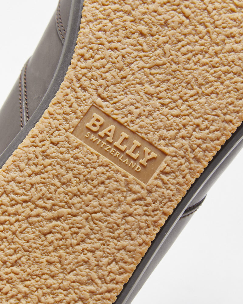 Bally Brown Leather Smart Low Top Trainers - UK8