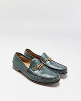 Vintage Tom Ford Emerald Leather Chain Link Loafers - UK8.5