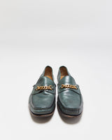 Vintage Tom Ford Emerald Leather Chain Link Loafers - UK8.5