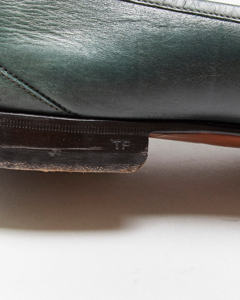 Vintage Tom Ford Emerald Leather Chain Link Loafers - UK8.5