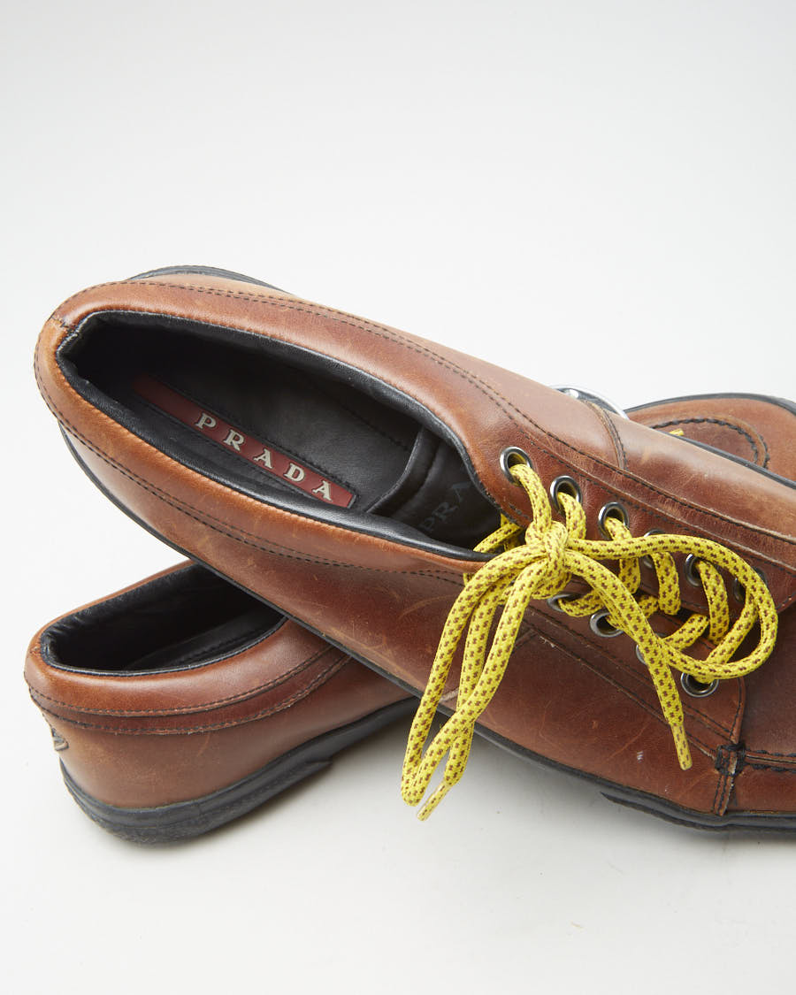 00s Prada Brown Leather Shoes - Mens UK 9
