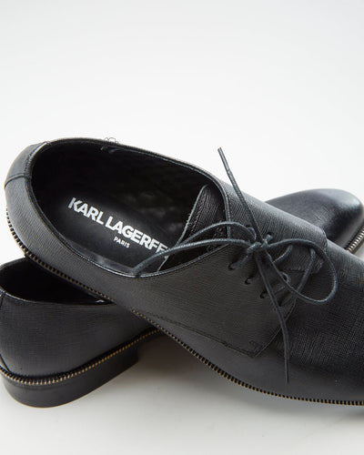 Karl Lagerfeld Black Leather Formal Shoes - Mens UK 10.5