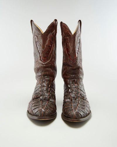 Vintage Rudel Brown Leather Alligator Western Boots - US 11.5