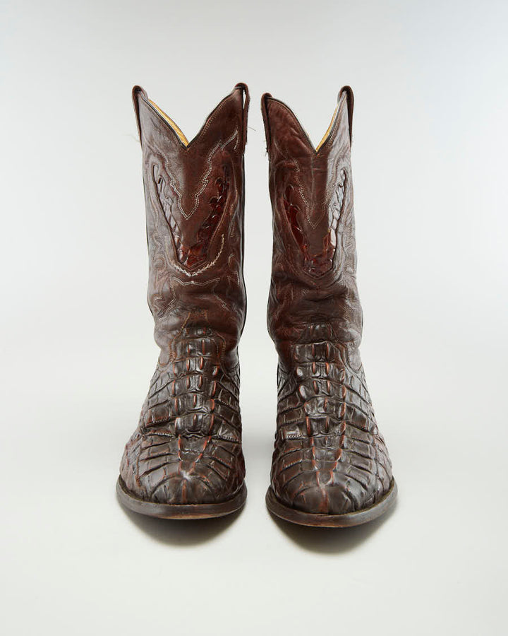 Vintage Rudel Brown Leather Alligator Western Boots - US 11.5