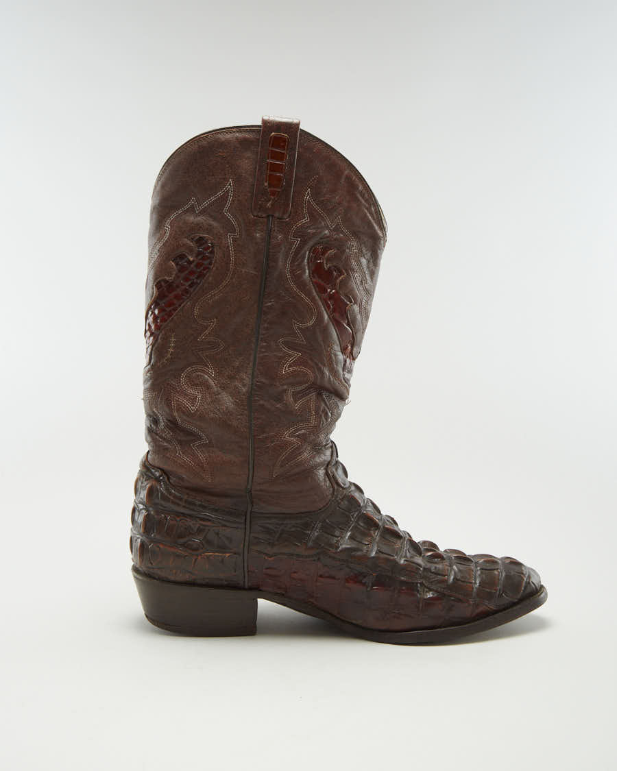 Vintage Rudel Brown Leather Alligator Western Boots - US 11.5
