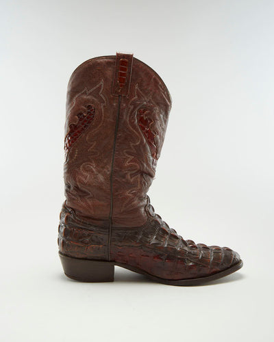 Vintage Rudel Brown Leather Alligator Western Boots - US 11.5