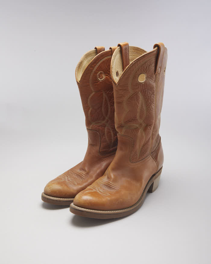Vintage Men's Brown Cowboy Boots - UK 13