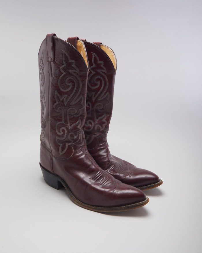 Vintage Men's Burgundy Cowboy Boots - UK 10