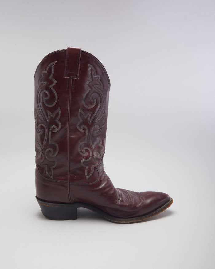 Vintage Men's Burgundy Cowboy Boots - UK 10