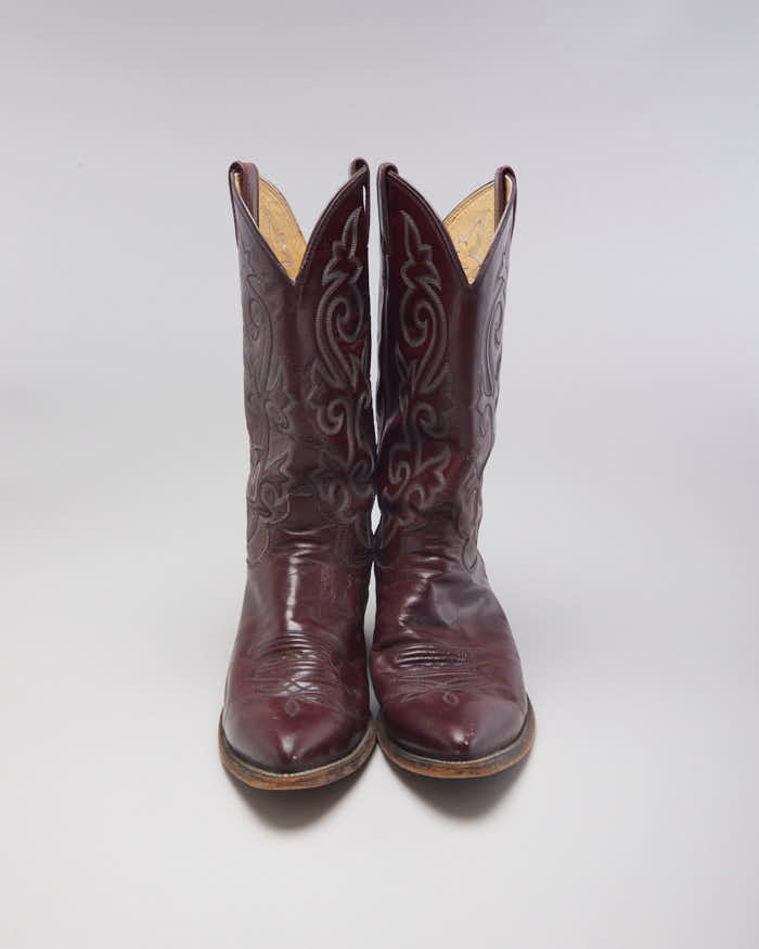 Vintage Men's Burgundy Cowboy Boots - UK 10