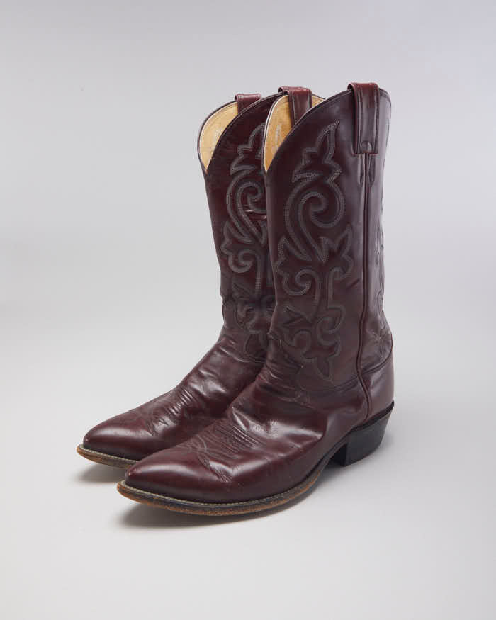 Vintage Men's Burgundy Cowboy Boots - UK 10