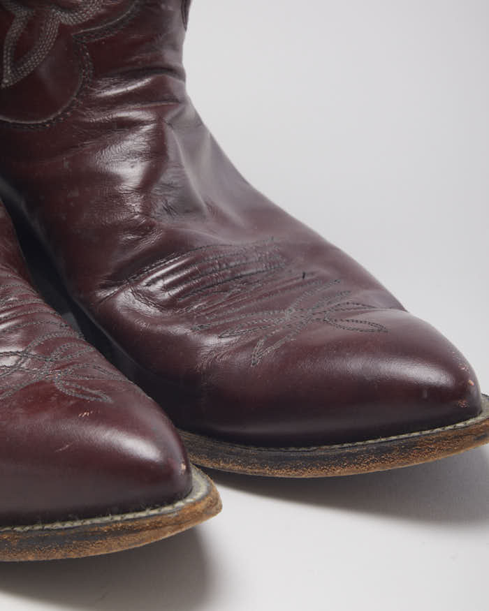 Vintage Men's Burgundy Cowboy Boots - UK 10
