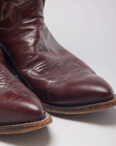 Vintage Men's Burgundy Cowboy Boots - UK 10