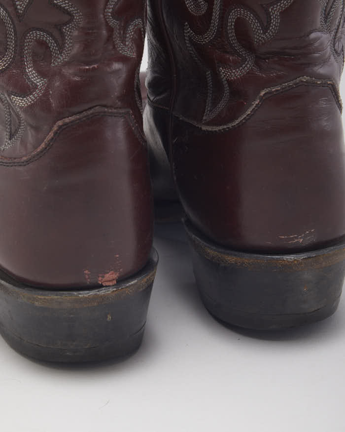 Vintage Men's Burgundy Cowboy Boots - UK 10