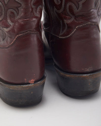 Vintage Men's Burgundy Cowboy Boots - UK 10