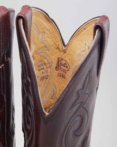 Vintage Men's Burgundy Cowboy Boots - UK 10