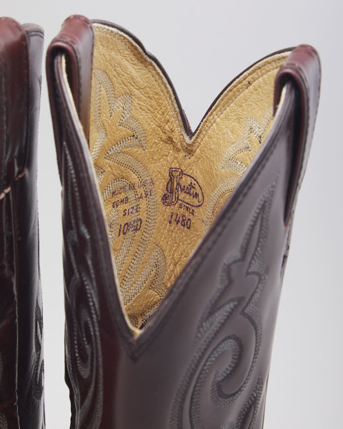 Vintage Men's Burgundy Cowboy Boots - UK 10