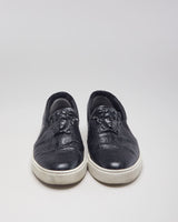 Versace Black Leather Medusa Embellished Slip On Shoes - UK 9.5