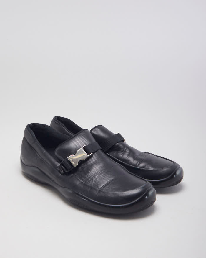 Prada Black Leather Slip On Loafers - UK 7.5