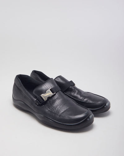 Prada Black Leather Slip On Loafers - UK 7.5