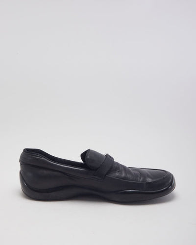 Prada Black Leather Slip On Loafers - UK 7.5