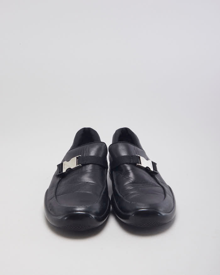 Prada Black Leather Slip On Loafers - UK 7.5