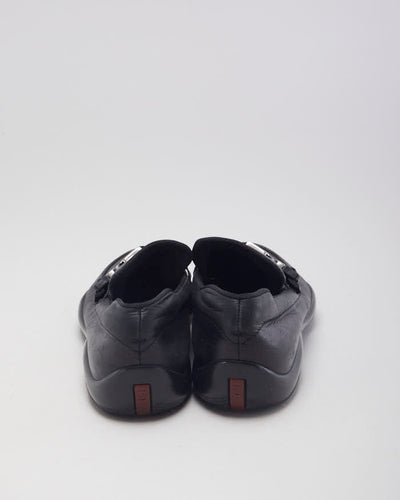 Prada Black Leather Slip On Loafers - UK 7.5