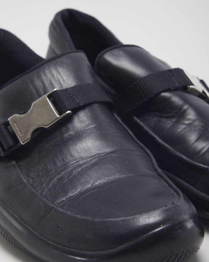 Prada Black Leather Slip On Loafers - UK 7.5