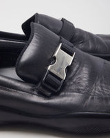 Prada Black Leather Slip On Loafers - UK 7.5