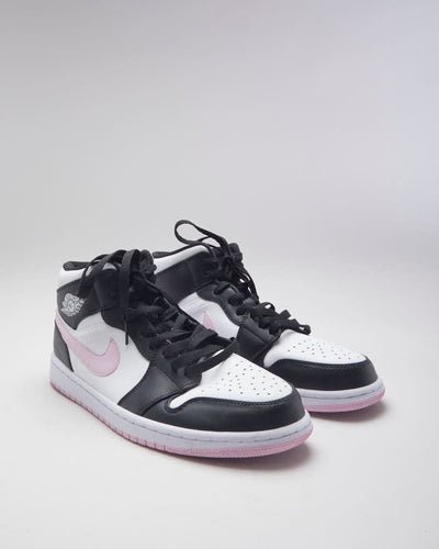 Jordan 1 Mid White Black Arctic Pink Trainers - UK 8